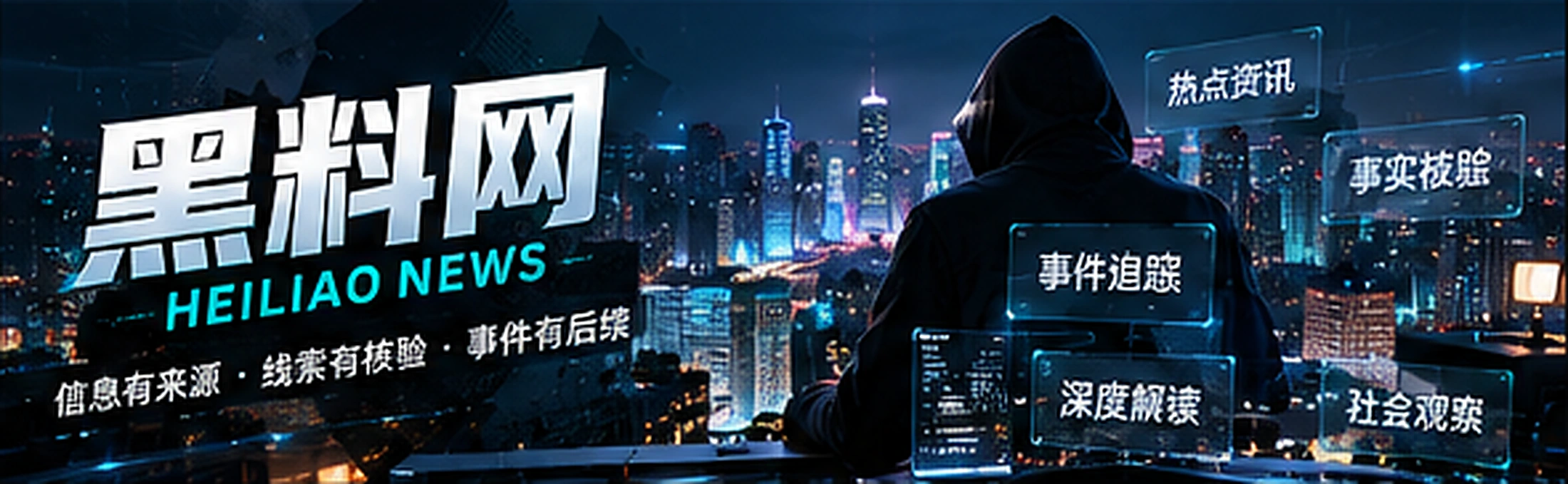 黑青色现代资讯平台概念主视觉